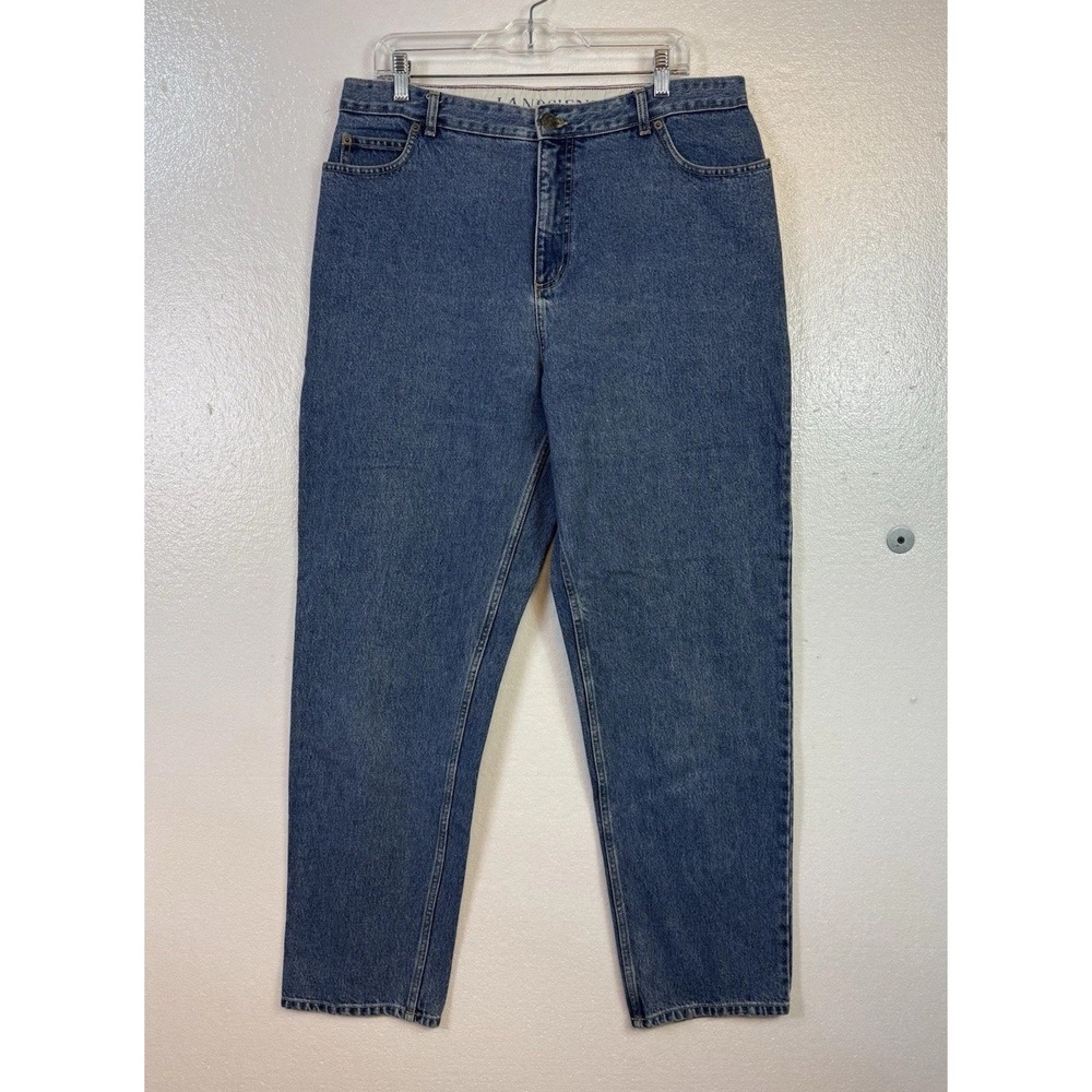 Lands' End Jeans Womens Sz 16 Blue Denim Med Wash Tapered‎ Leg 34x32 Western